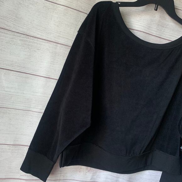 Joylab Women's Black Long Sleeve Shirt Velour Relaxed Sweatshirt Size Medium - Picture 5 of 11
